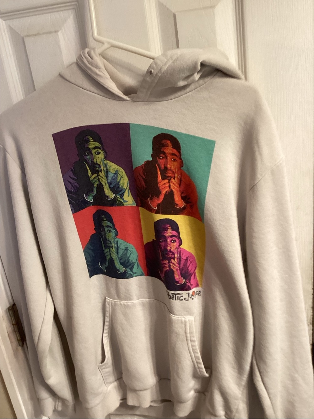 Vintage Chemistry Beige Hoodie with Colorblock Pop-Art Graphic